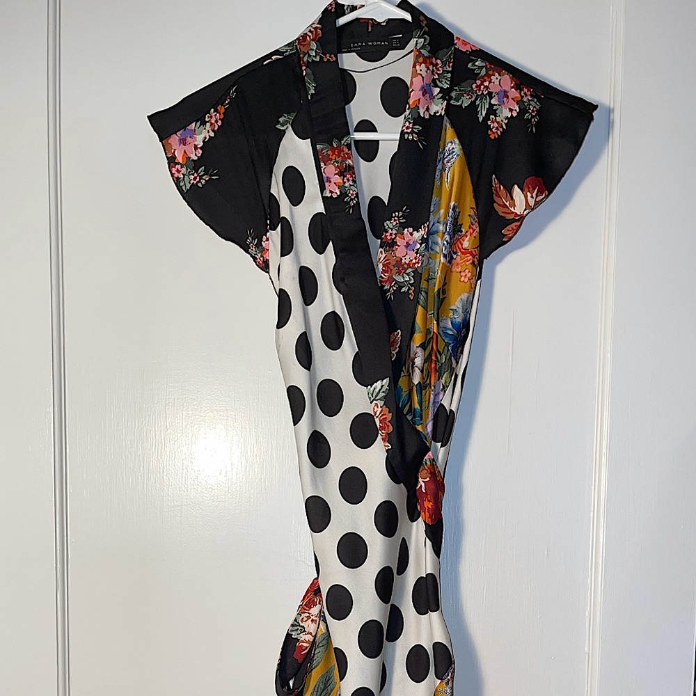 Zara multi patterned wrap dress